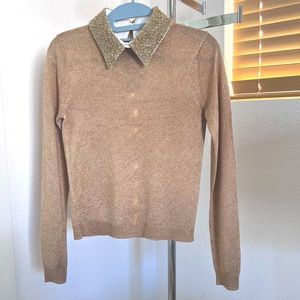 Alice + Olivia Metallic Sweater in Gold